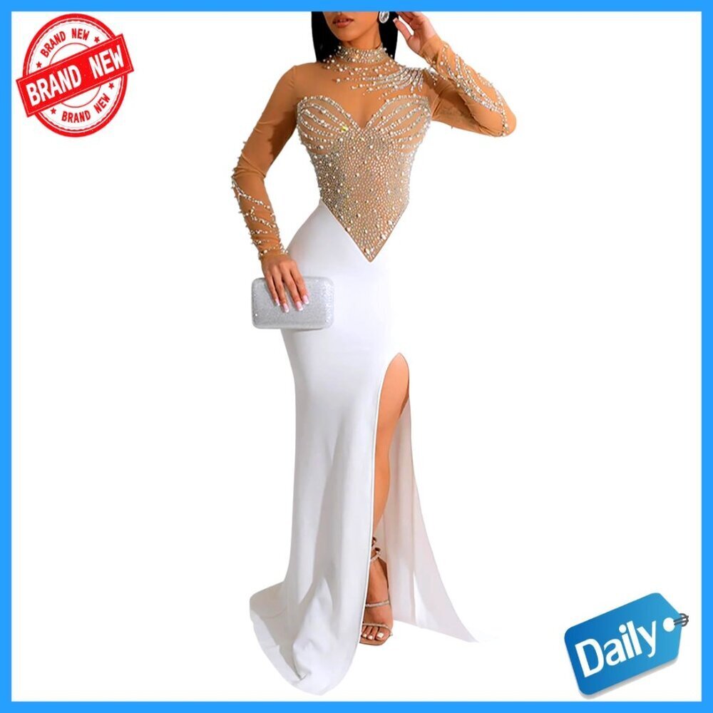 Sleeveless Off Shoulder Split Maxi Dress Elegant Cocktail Evening Party Wear